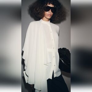 ZARA ZW COLLECTION ECRU ASYMMETRIC SHIRT 💗💗💗